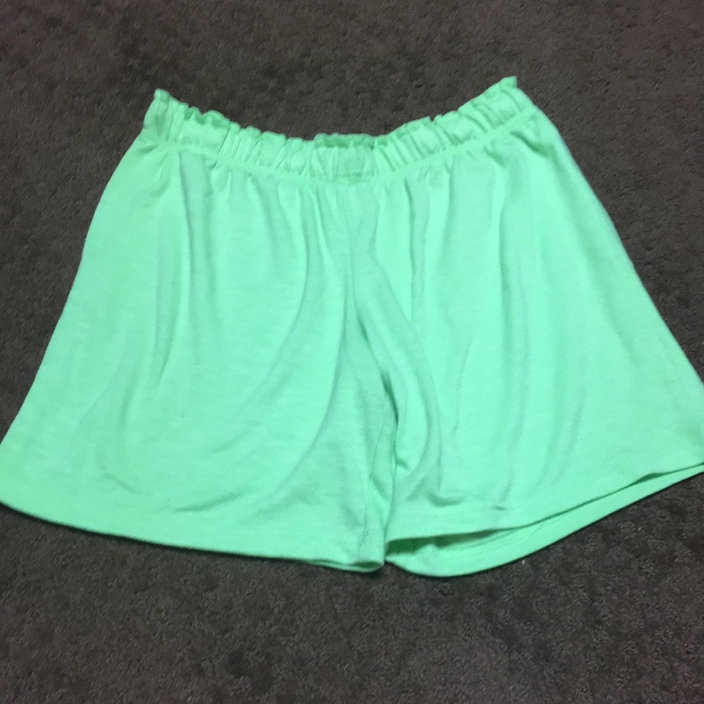 neon green shorts 16 girls neon= today & 80s